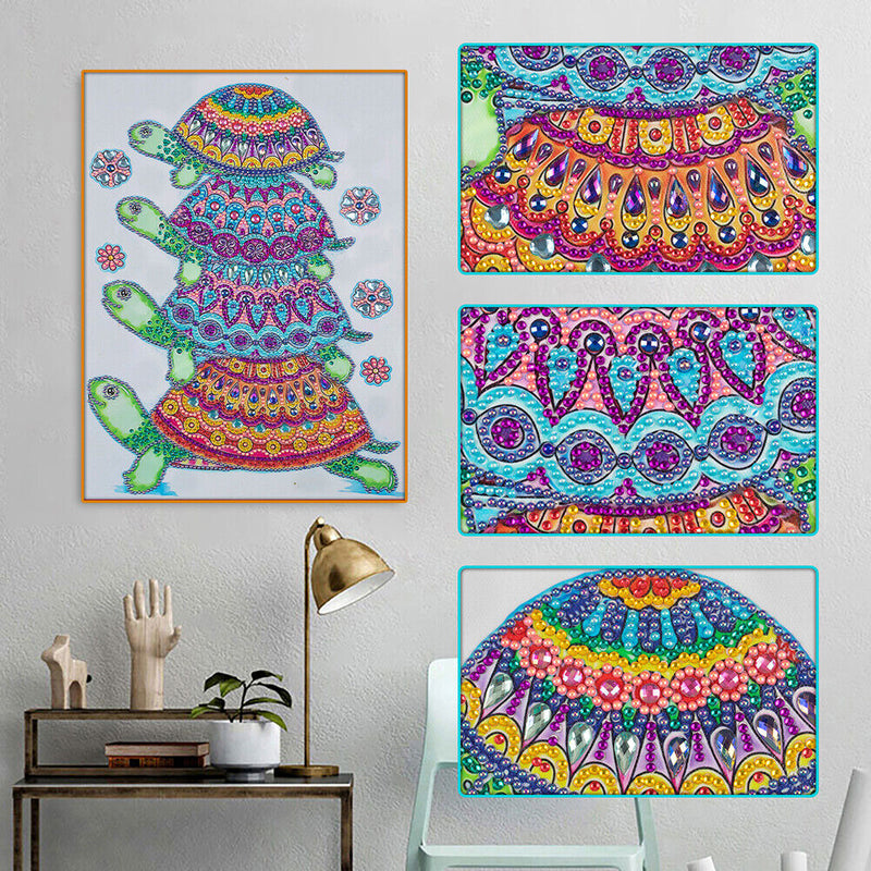 Partial Special Diamond Painting DIY Kit 4 Green Turtles Rhinestone Picture