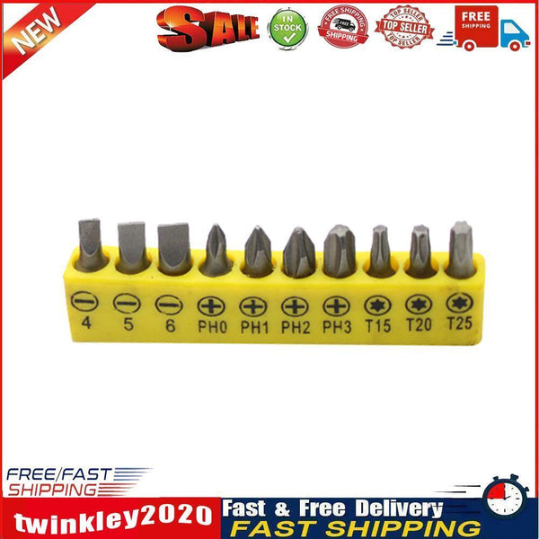 10pcs Electric Drill Screwdriver Bit Torx Cross Hex Shank Head (Yellow) Newly