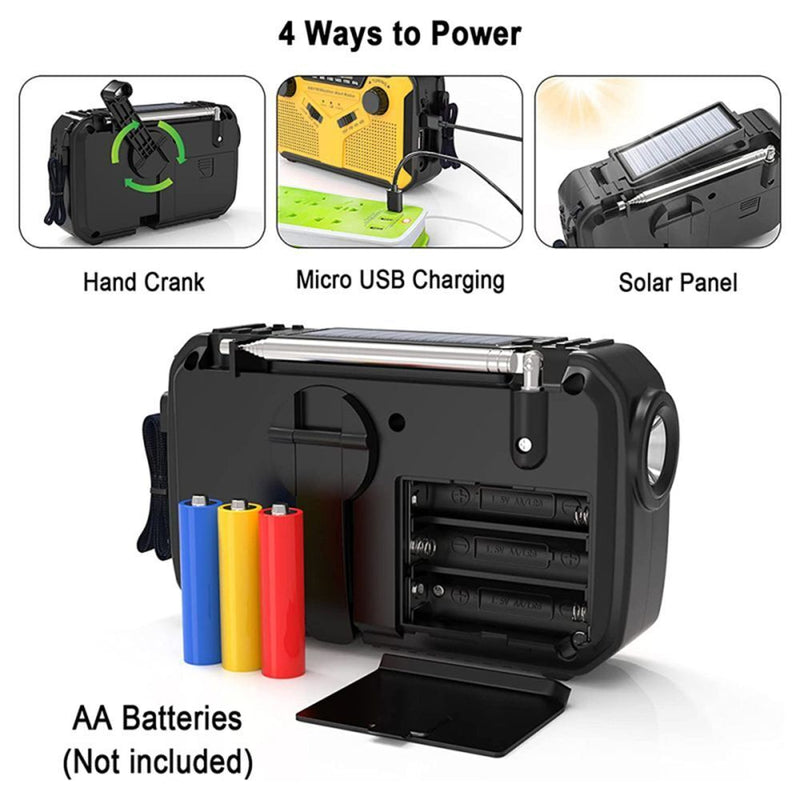 Weather Radio Hand Crank 2500mAh Power Bank Emergency Radio Solar Charging