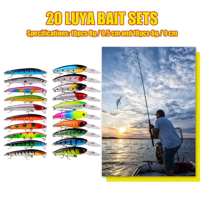 20pcs Minnow 8g 9.5cm 9cm Lures Crankbait Artificial Wobbler Fishing Bait Newly