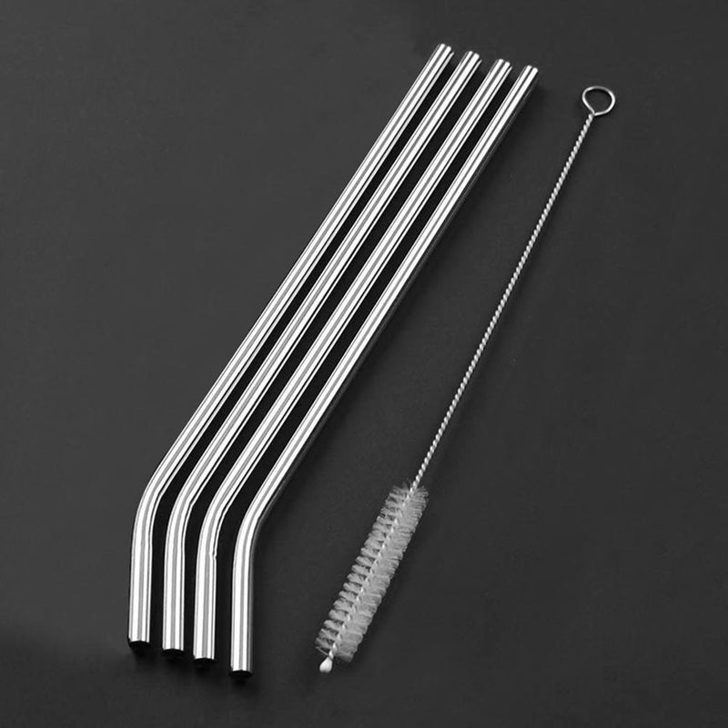 Reusable Drinking Straws Cleaner Brush Set Stainless Steel Metal Straws(1) Newly