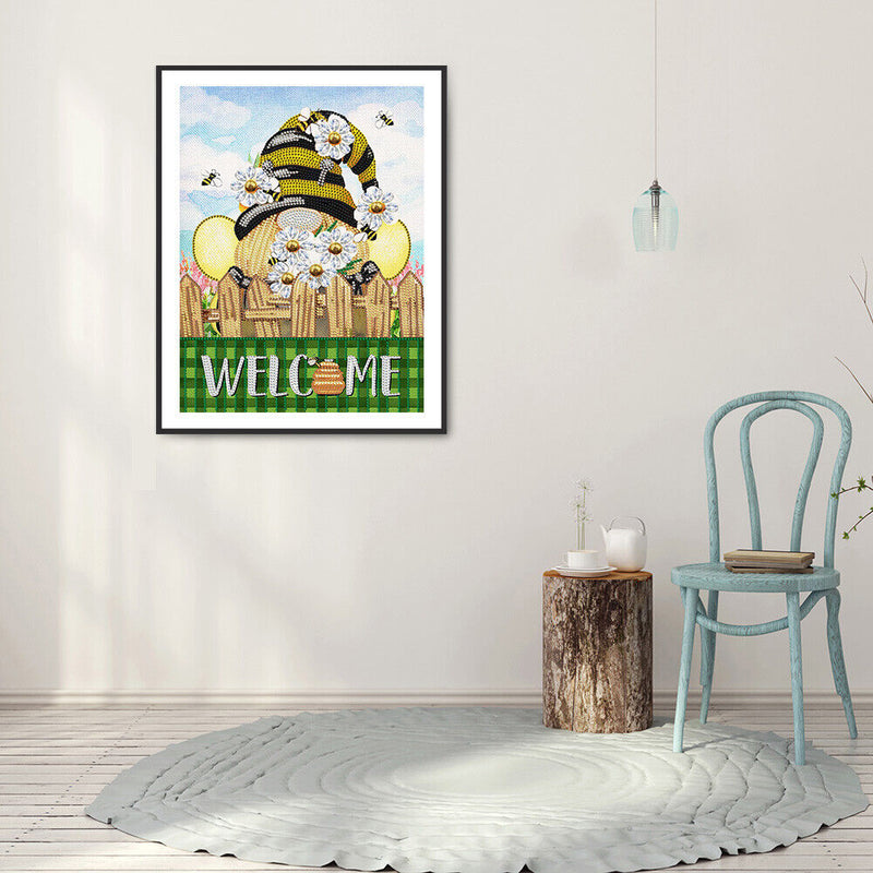 5D DIY Partial Special Shaped Drill Diamond Painting Kit Bee Gnome (HB239)