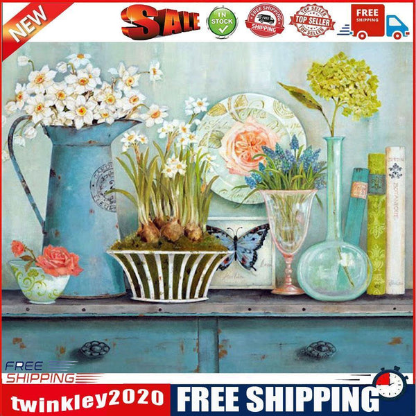 DIY Oil Drawing By Numbers Deer Frameless 50x40cm Flower on Canvas Decor