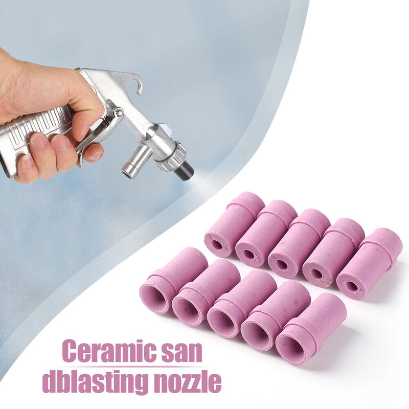 10pcs Sandblaster Spray Tips Sandblasting Gun Ceramic Nozzles Kit (6mm) Newly