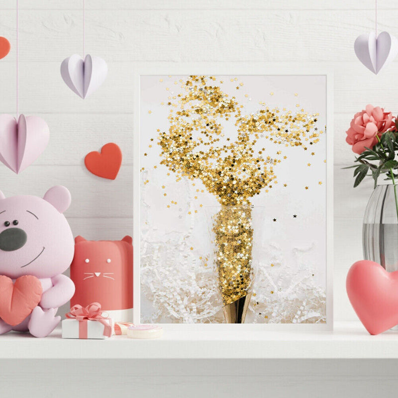 DIY Paint By Number Kit Frameless Golden Star Abstract Handpainted Canvas Decor