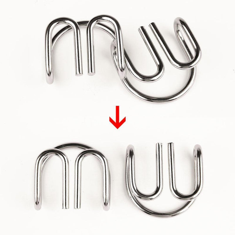 16pcs/2Set Metal Puzzle Wire IQ Mind Brain Kids Adults Stress Reliever Toys