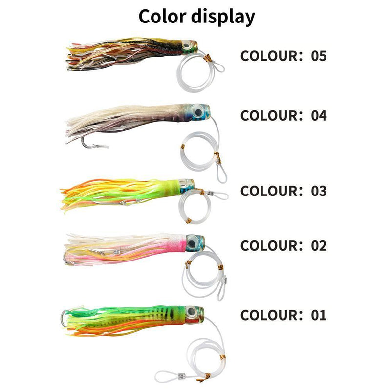 Octopus Squid Fishing Lures Soft Skirt Baits Tuna Trolling Seawater (B)