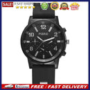Fashion Men Silicone Strap Wristwatch Quartz Watch Casual Decor (Black)
