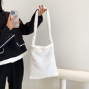 Candy Color Handbag Solid Shoulder Bag Portable Large-capacity for Autumn Winter