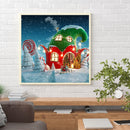 Hand Painted on Canvas DIY Christmas Cottage Oil Paint By Numbers Drawing Kit