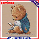 11CT Printed Partial Cross Stitch DIY Bear Rabbit Hand Painting Room Decoration