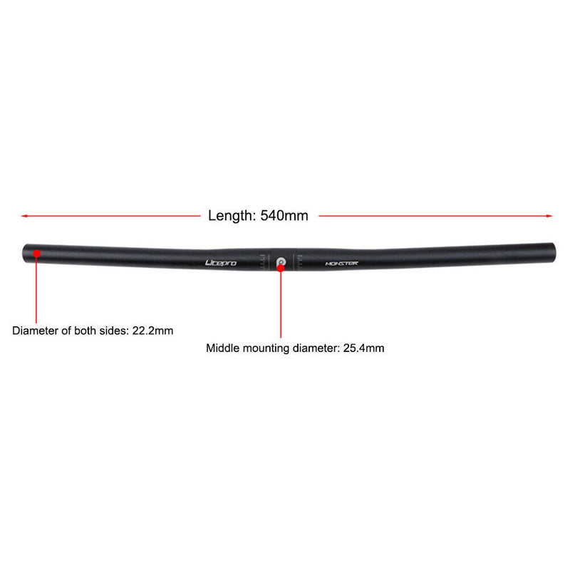 25.4x540mm MTB Bike Aluminum Alloy Handlebar Riser Bar Ultra Light (Black) Newly