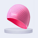 Waterproof Swimming Caps Women Men Silicone Ear Protection Swim Hat (Pink) Newly
