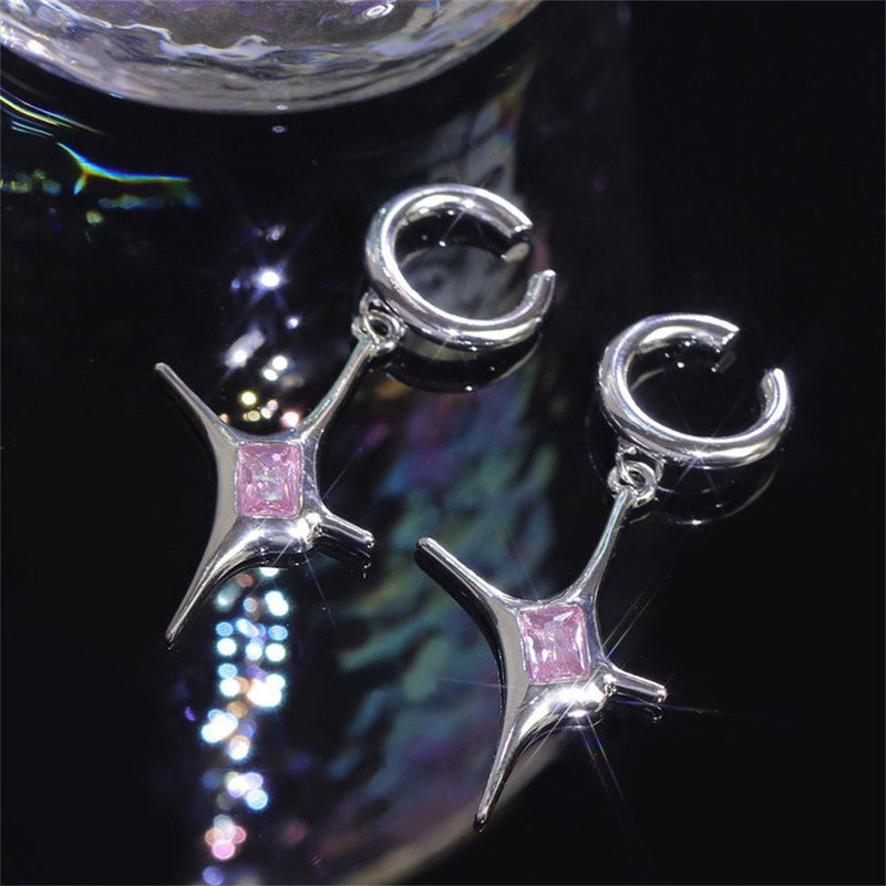 Earrings Star Ring Necklace Earring Set Pink Crystal Necklace Clip Earrings