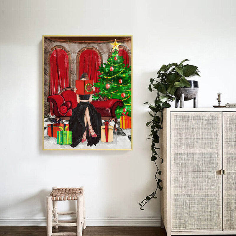 Frameless Oil Paint By Numbers DIY Girl Picture Craft Kit for Home Living Room