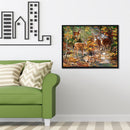 11CT Full Embroidery Forest Deer Herd Cotton Print Cross Stitch Home Decora