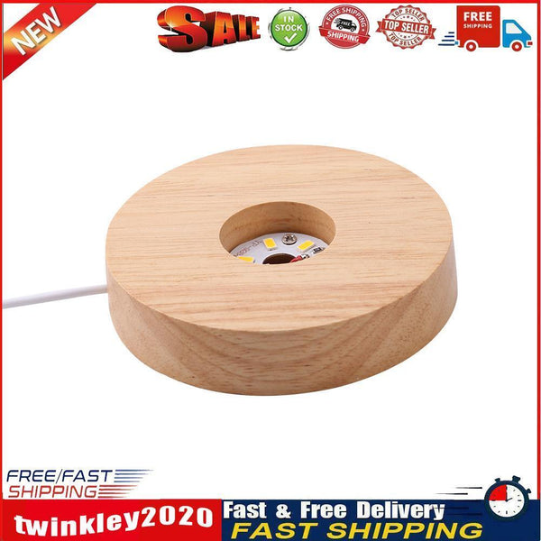 USB Socket Switch Control Wood Light Base Display Stand Lamp Holder Base Newly