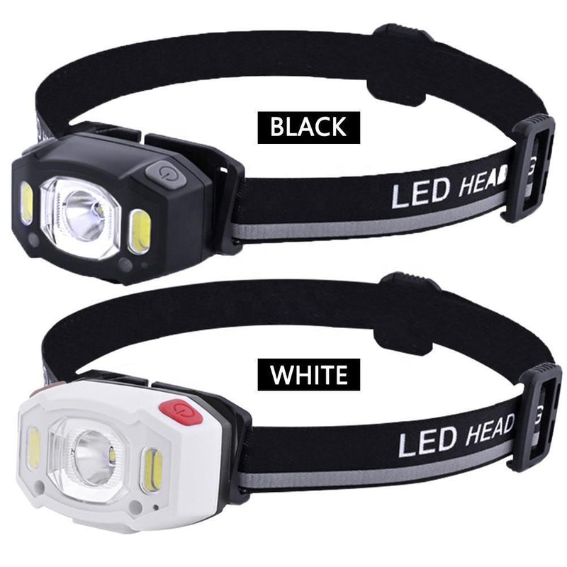 USB Rechargeable Headlamp Gesture Sensor Headlight Head Flashlight (Black)