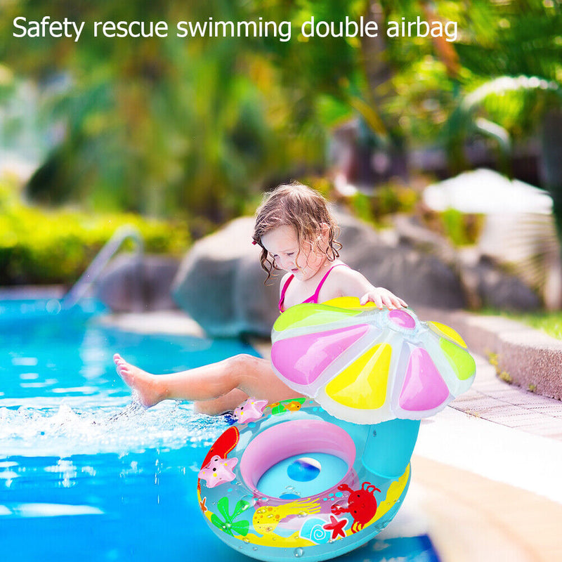 Baby Swimming Ring Cartoon Inflatable Infant Toddler Float Circle (Blue)