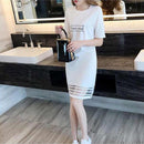 Women Lace Splicing Short Sleeve Dress O Neck Letter Print Female Shirt Dresses