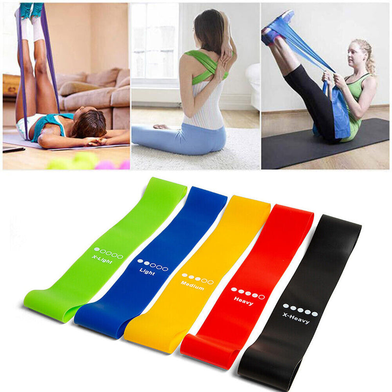 5pcs Sports Resistance Bands Elastic Fitness Pilates Pull Rope (Mixed)