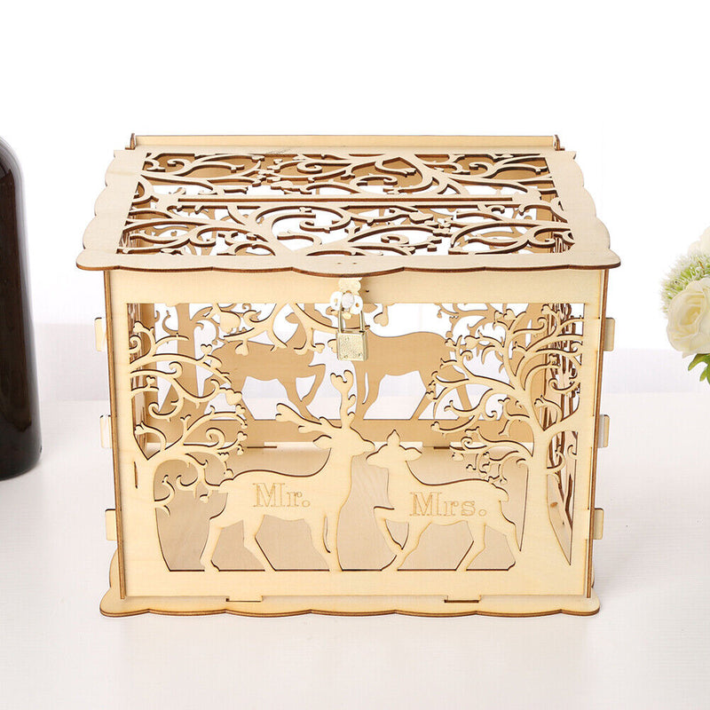 DIY Wooden Wedding Card Box Business Card Boxes Party Favor Decor (JM01367)