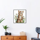 Flower Cat Partial Cross Stitch 14CT Counted Embroidery DIY Animal Crafts