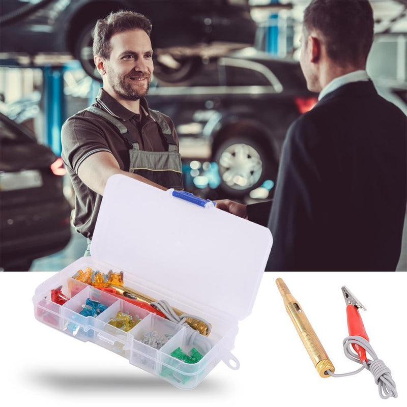 60pcs Micro Blade Fuse Assortment 5A 10A 15A 20A 25A 30A with Test Pen+Clip+Box
