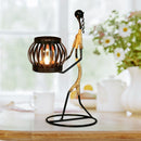 Nordic Mental Candlestick Abstract Character Statue Candle Holder Decor (H)