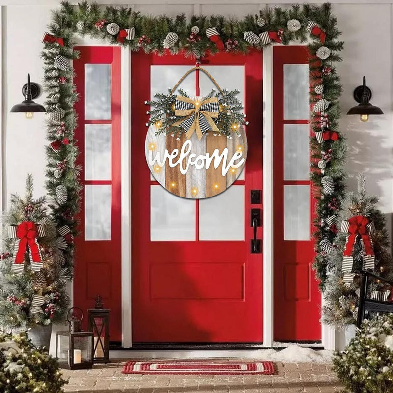 Welcome SignSpring Front Porch Decor, Rustic Wooden Hanging Front Door FAST~