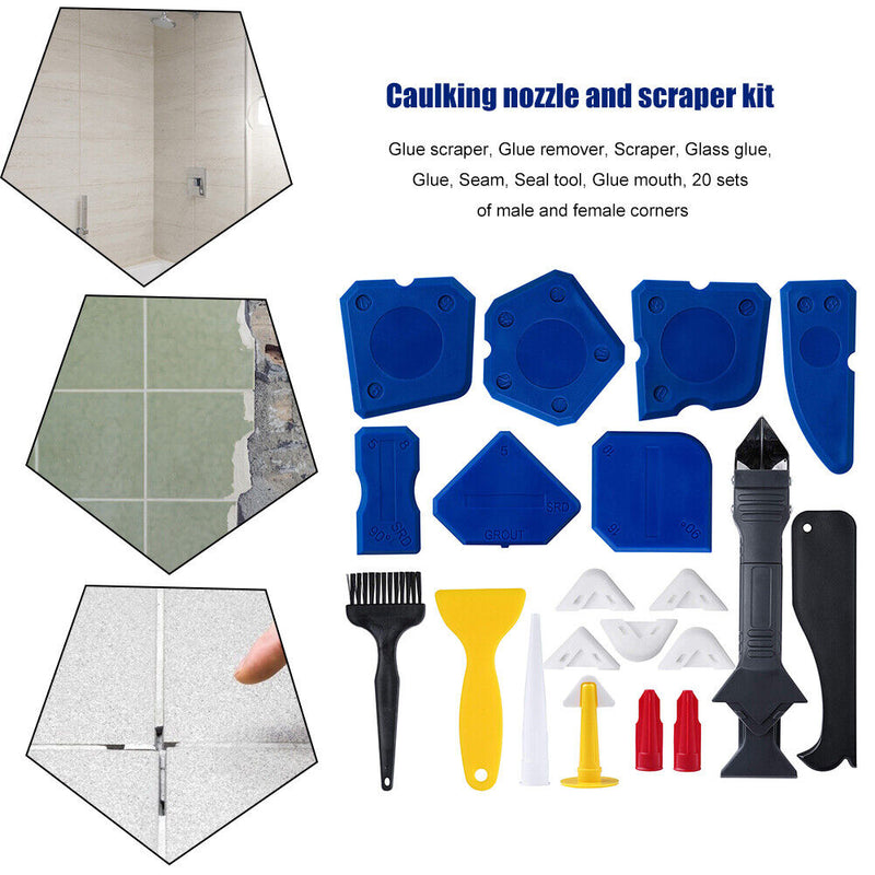20 in 1 Caulk Nozzle Scraper Set Sealant Angle Scraper Grout Caulking Tools