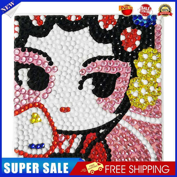 DIY Diamond Painting Kit Coaster Ceramics Insulation Cartoon Pad (Female)