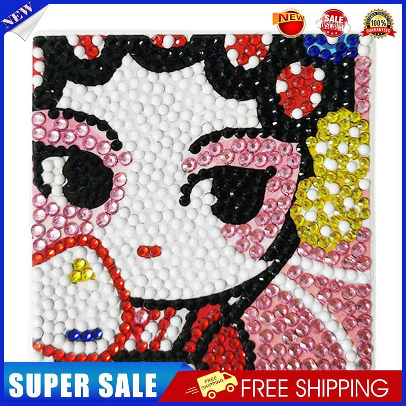 DIY Diamond Painting Kit Coaster Ceramics Insulation Cartoon Pad (Female)