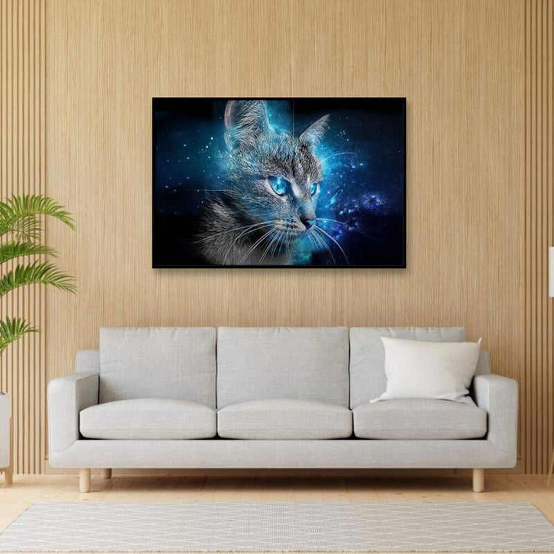 11CT Full Cross Stitch Blue-eye Cat DIY Printed Wall Art Crafts Home Decorations