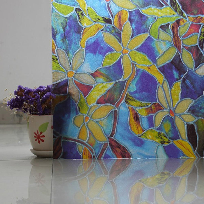 Magnolia Flowers Waterproof Anti-UV Wall Stick Privacy Film Textured Flo