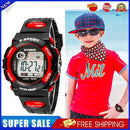 Multifunction Waterproof Child Boy Girl Sports Electronic Wrist Watch Red