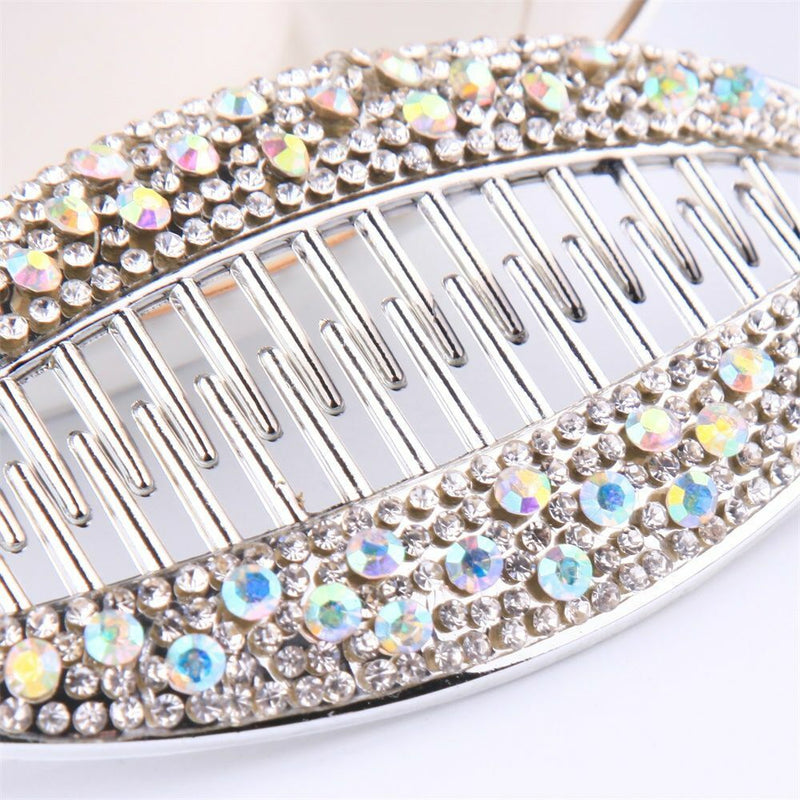 Women Vertical Crystal Hair Clip Ponytail Hairpin Banana Clip Headwear