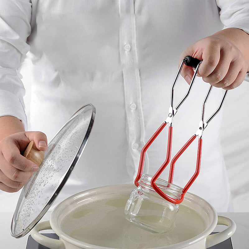 Canning Kit, Canning Jar Lifter with Grip, Anti-Scald Clip Suit, 6pcs (Red)