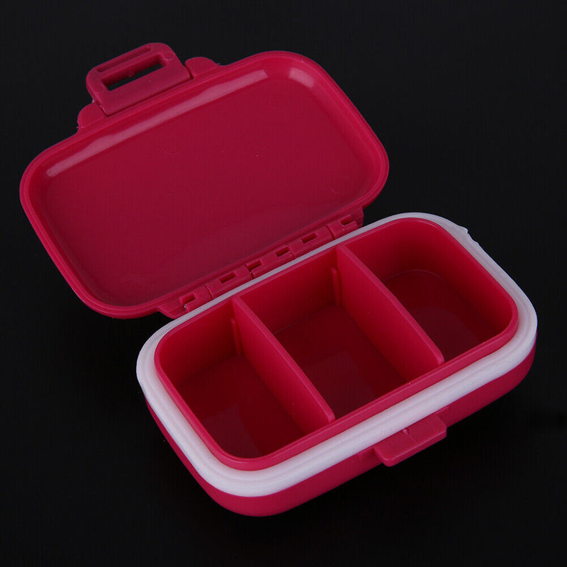 3 Grids Portable Pill Box Medicine Jewelry Storage Case Container(Rose)