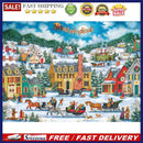 Town Snow Scene 11CT Stamped DIY Embroidery Full Cross Stitch Home Decorati