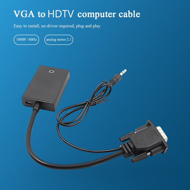 VGA Male to HDMI Female Adapter with 3.5mm Audio Input Cable for PS4 HDTV Laptop