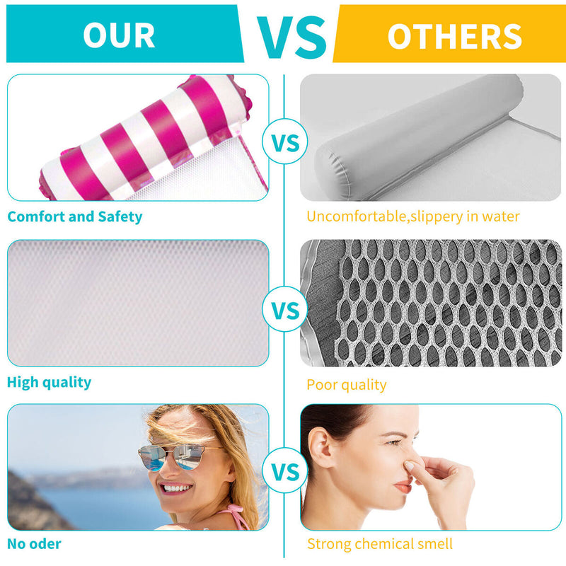 Swimming Pool Float Hammock Multi-Purpose Inflatable Lounge Bed (Rose Red) Newly