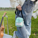 Fashion Women Hit Color Canvas Cartoon Printing Mini Flap Crossbody Shoulder Bag