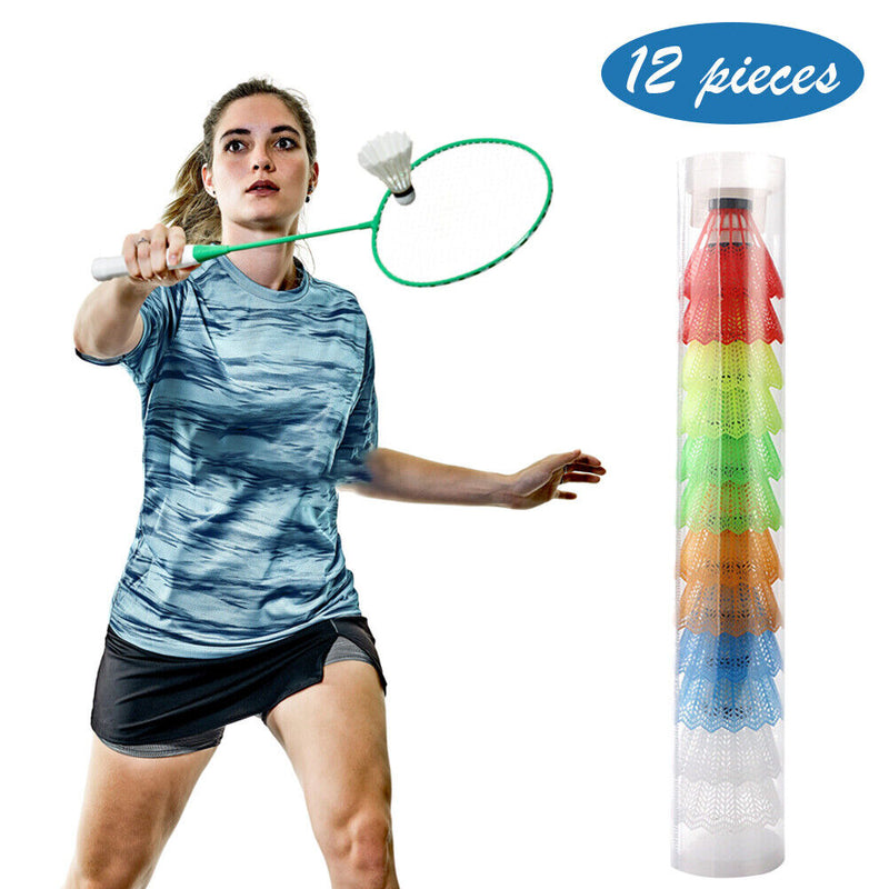 #A 12pcs Plastic Badminton Balls Lightweight Badminton Shuttlecock Outdoor Suppl