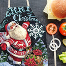Santa Claus Printed Kitchen Apron Cotton Linen Oil-proof Waterproof Home Cooking