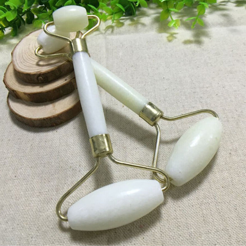Double Heads Jade Stone Nature Face Lift Facial Massage Roller Health Skin Care