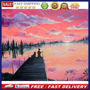 DIY Digital Picture Sunrise Fishing Frameless Oil Painting By Number Handicraft