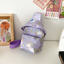 Cute Cartoon Print Chest Bag Children Hats Nylon Messenger Bags (Purple)