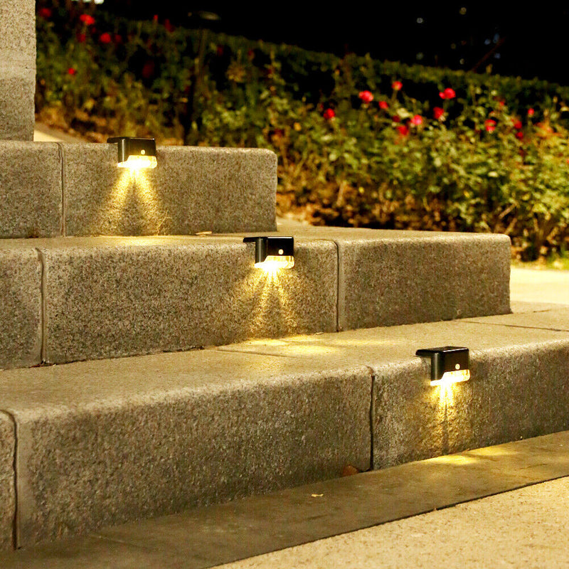 4pcs LED Solar Lamp Outdoor Stair Garden Fence Step Wall Lights (Warm) Newly