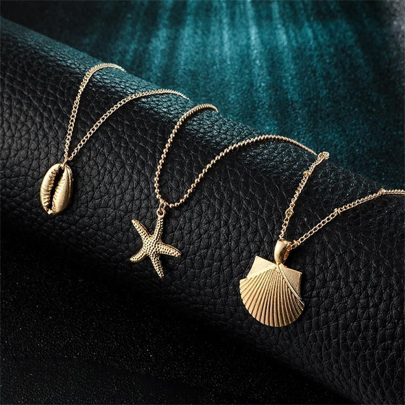 Women Beach Jewelry Multilayer Shell Necklace Cowry Seashell Pendant Bohemian